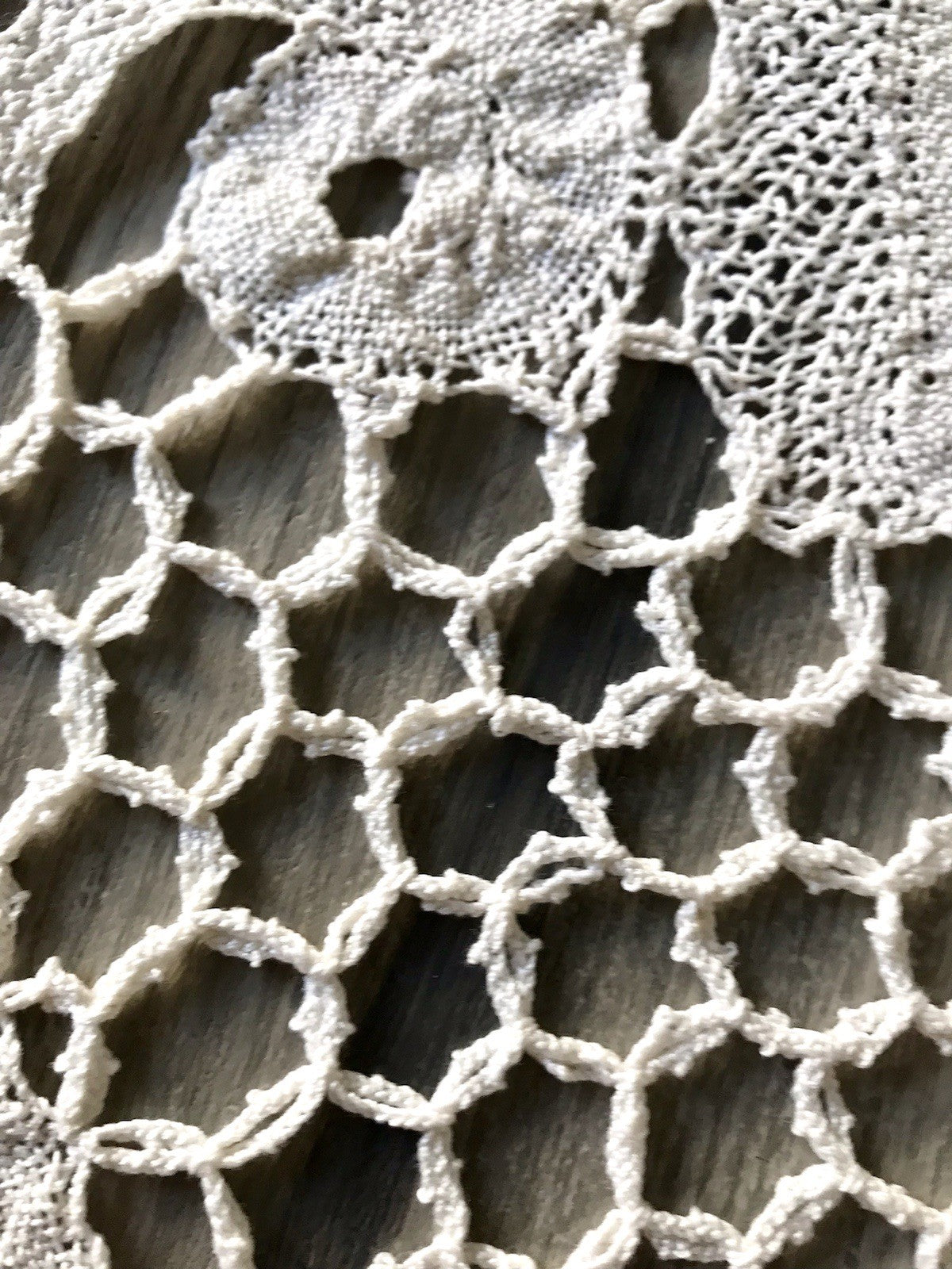 Antik Filetspitze Tischdecke beige Baumwolle Klöppel Spitze Landhaus Erscheinung