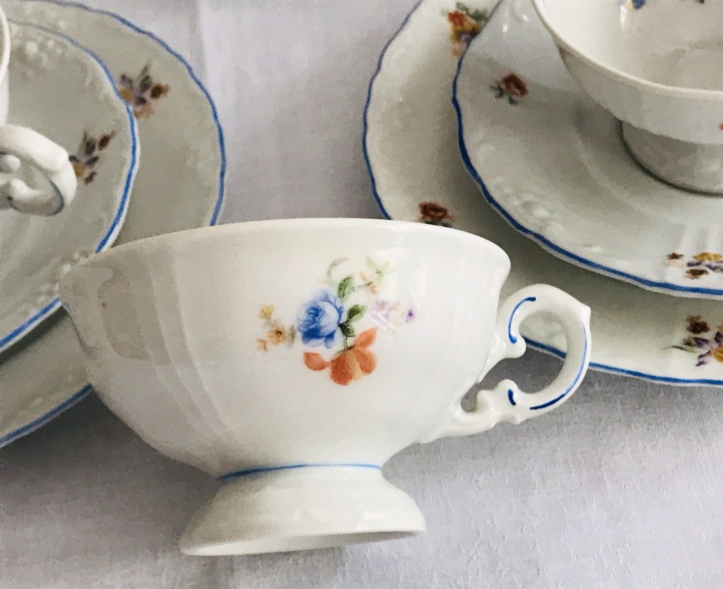 Antik spätes Art Déco Porzellan Kaffeeservice Stadtlengsfeld Rhön 1949-52