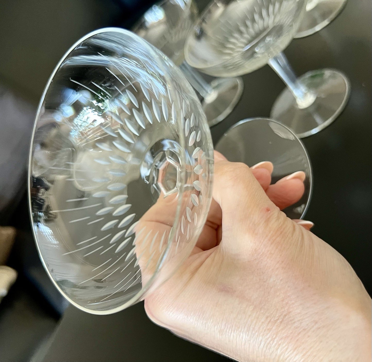Vintage 60er  4 Champagnerschalen Sektschalen Kristallglas