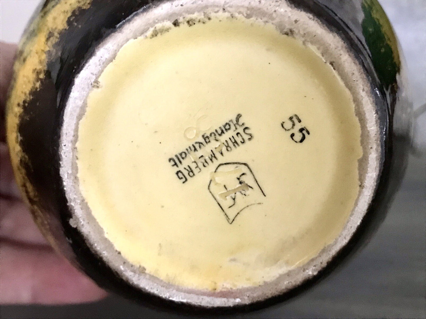 Antik  Keramik Majolika Schramberg  Vase Väschen handbemalt