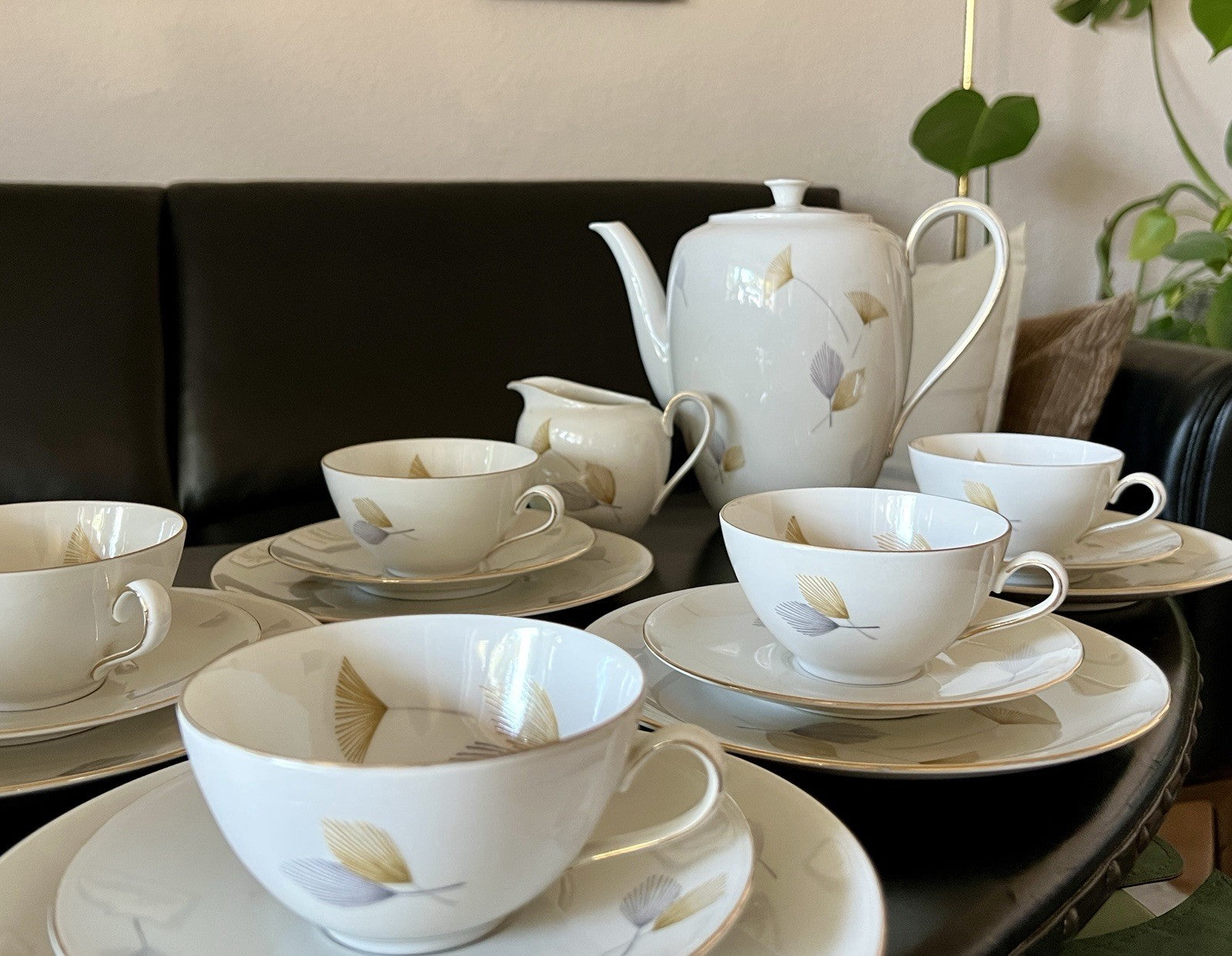 Edel Vintage Seltmann Weiden Porzellan Kaffeeservice 6 Pers. Elfenbein MCM