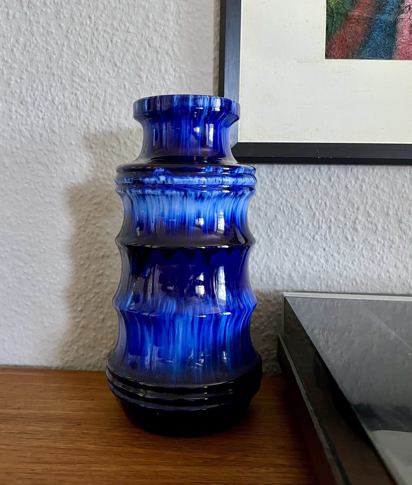 Vintage 60’s Vase Mid Century Keramik Scheurich Pagode 226 Fat Lava kobaltblau