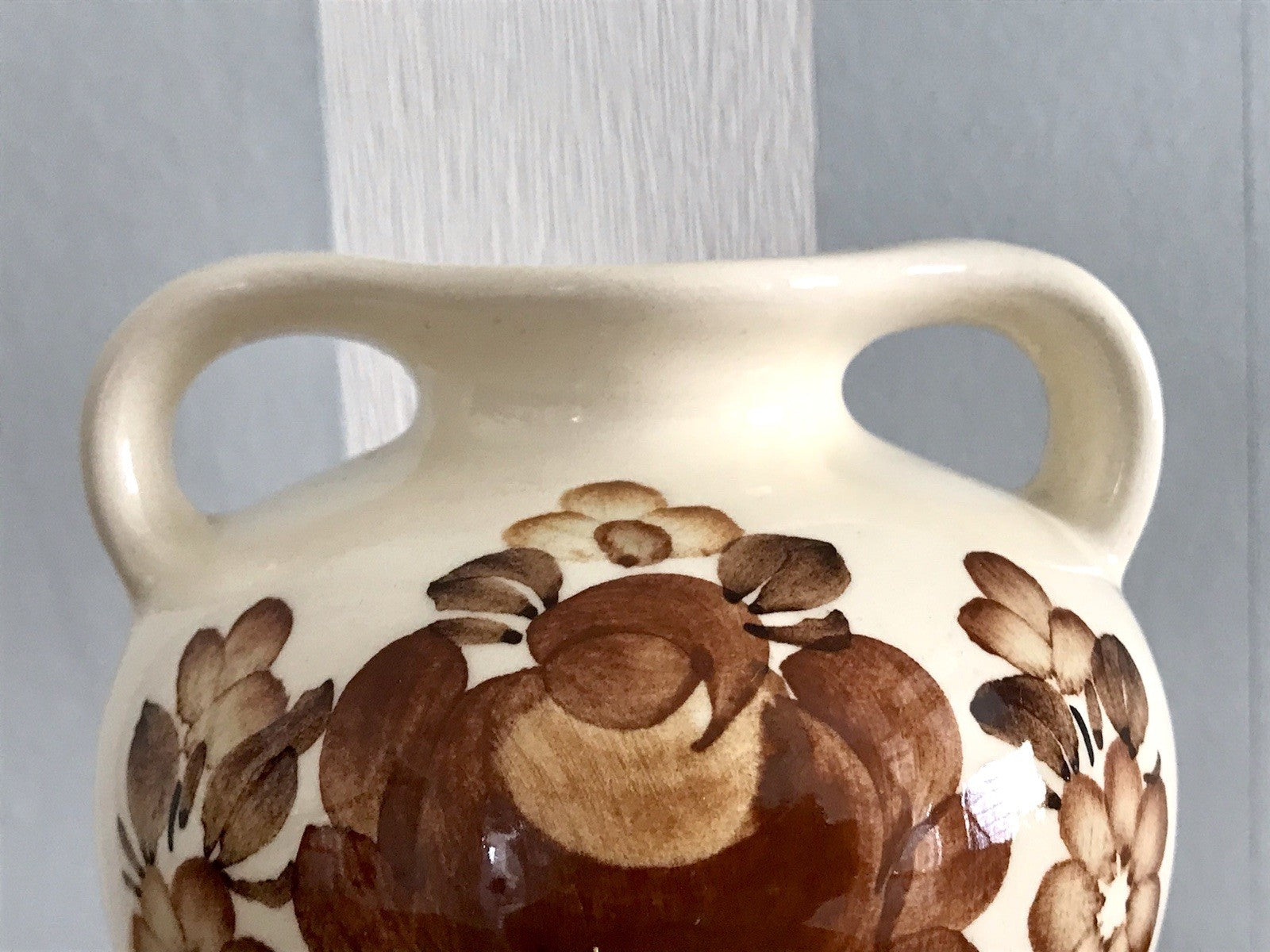 Vintage Fayence Keramik  Vase handbemalt ZF Kolo Polen 50er 60er beige braun
