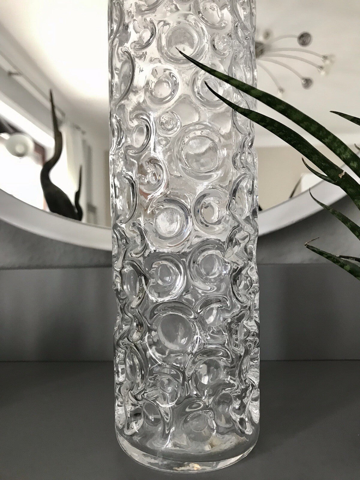 Vintage 60er 70er Design hohe Glasvase Glas Vase Bubble Op Art Hirschberg