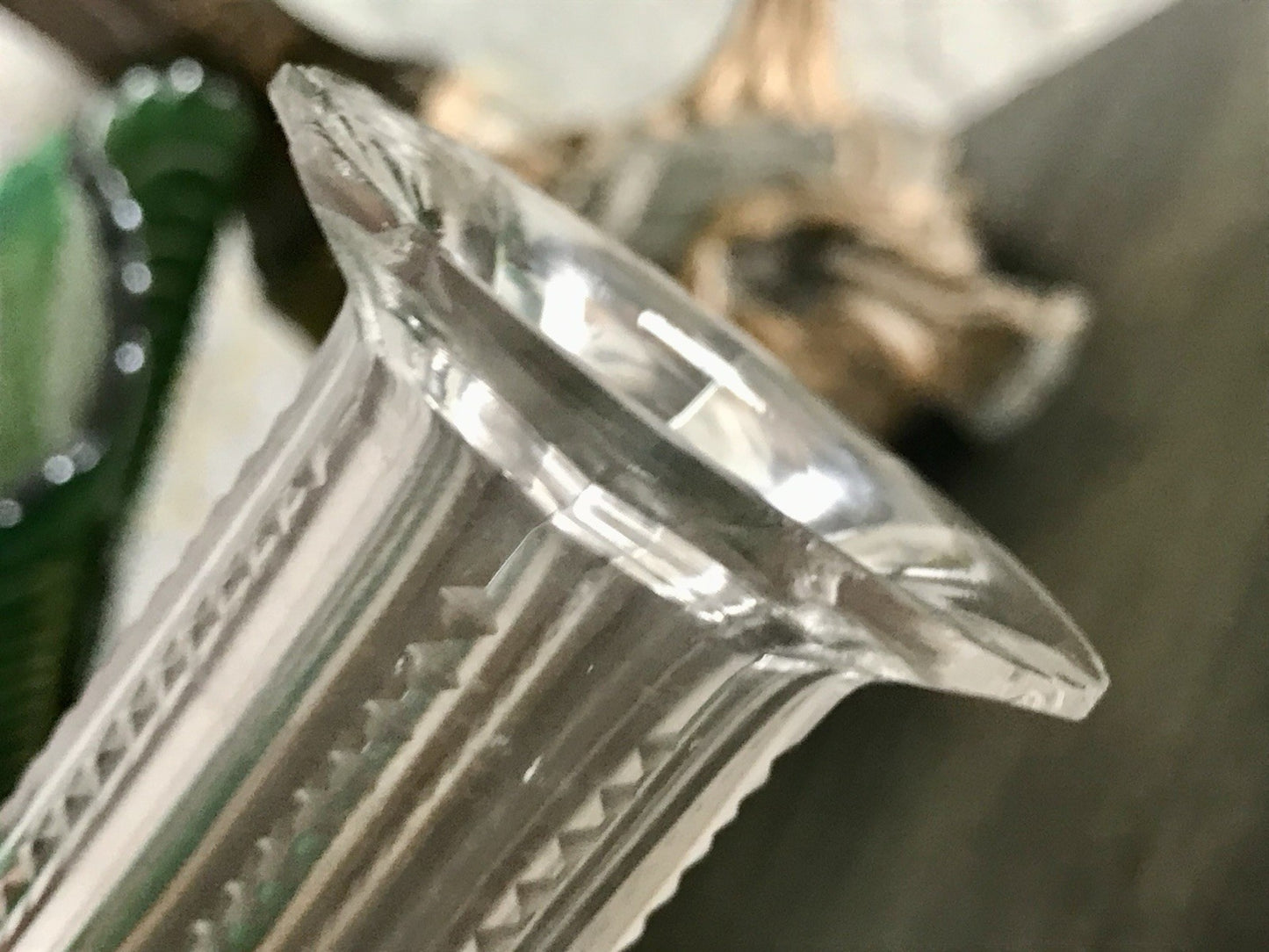 Antik Val Saint Lambert Glaskaraffe Karaffe Kristallglas Bleikristall Edel grün