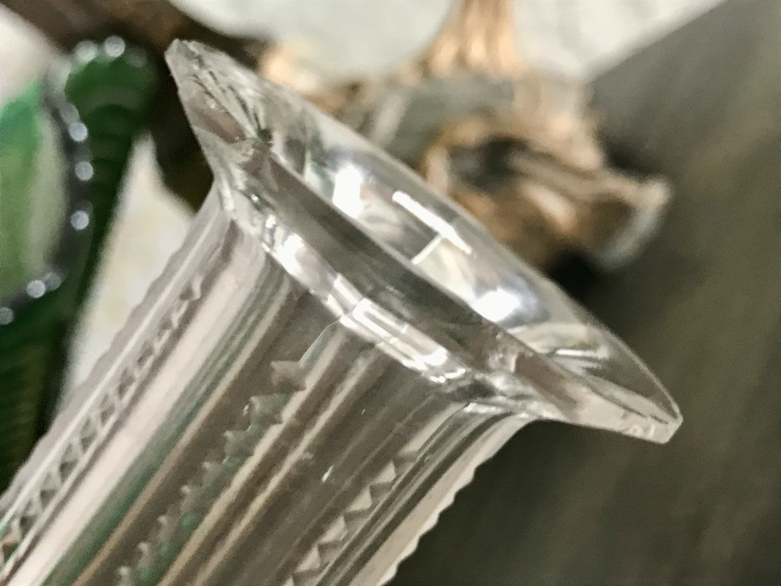 Antik Val Saint Lambert Glaskaraffe Karaffe Kristallglas Bleikristall Edel grün