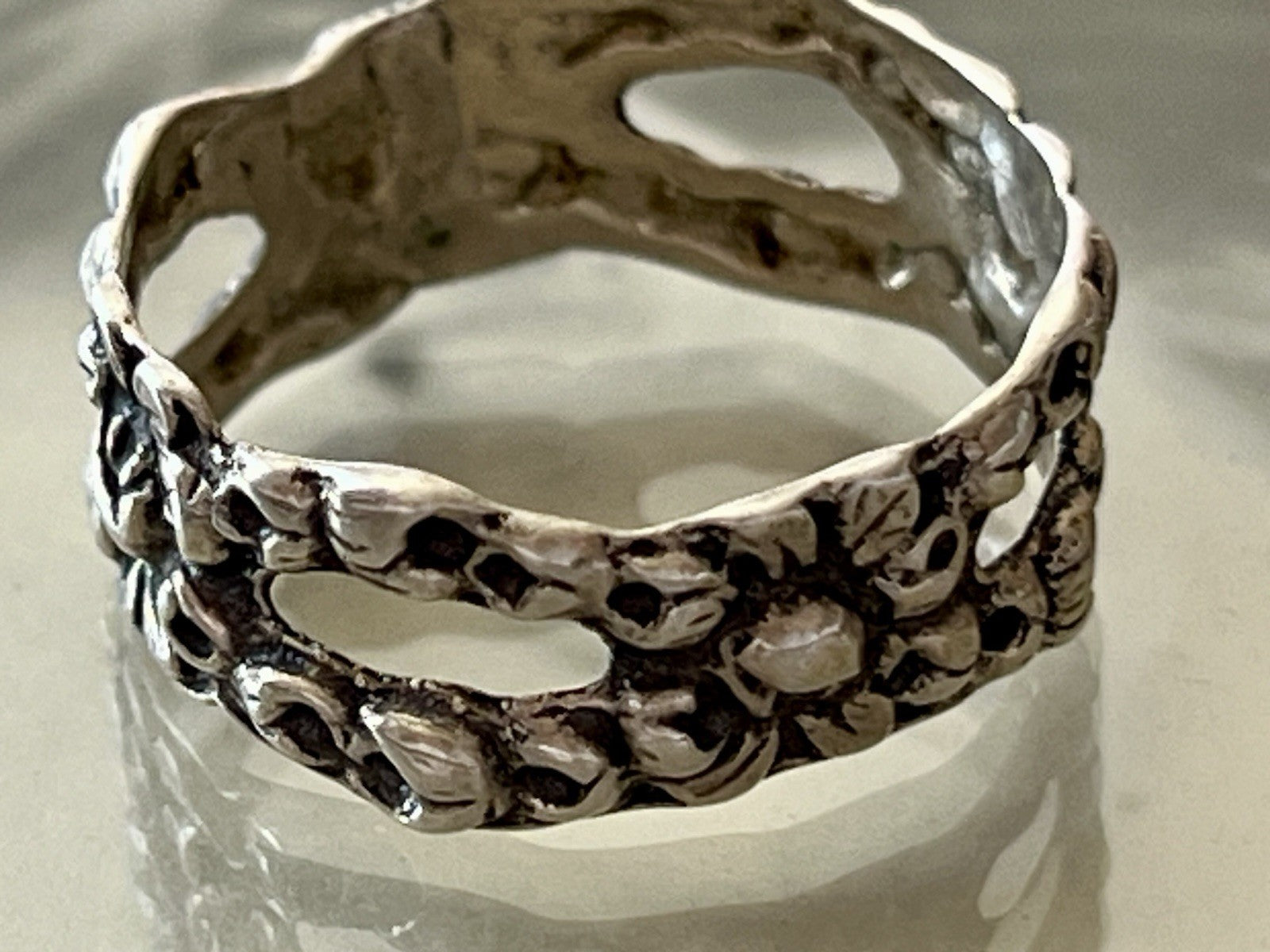 Antik Jugendstil Art Déco Bandring RING 800 Silber Gr.66 67 Durchbruchmuster