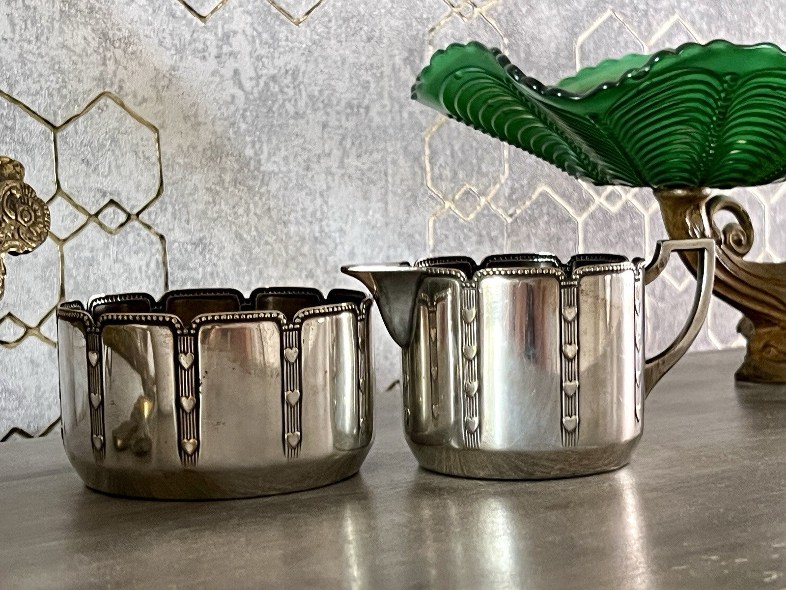 Antik WMF Jugendstil Kaffee Kernstück: Zuckerdose Rahmgießer
