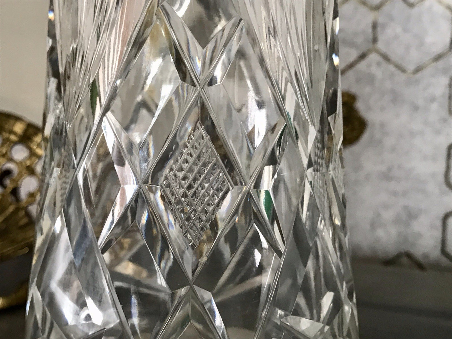 Alt Vintage Vase Glasvase Kristallglas Bleikristall geschliffen in Art Déco Stil