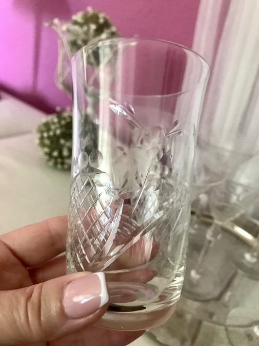Antik Art Déco EDEL 10 Wassergläser Gläser  Becher Glas Kristallglas geschliffen