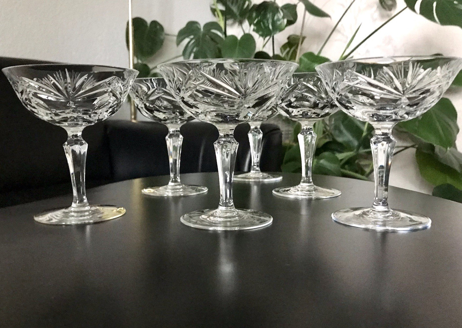 Vintage 6 Champagnerschalen Sektschalen Kristallglas Bleikristall Nachtmann
