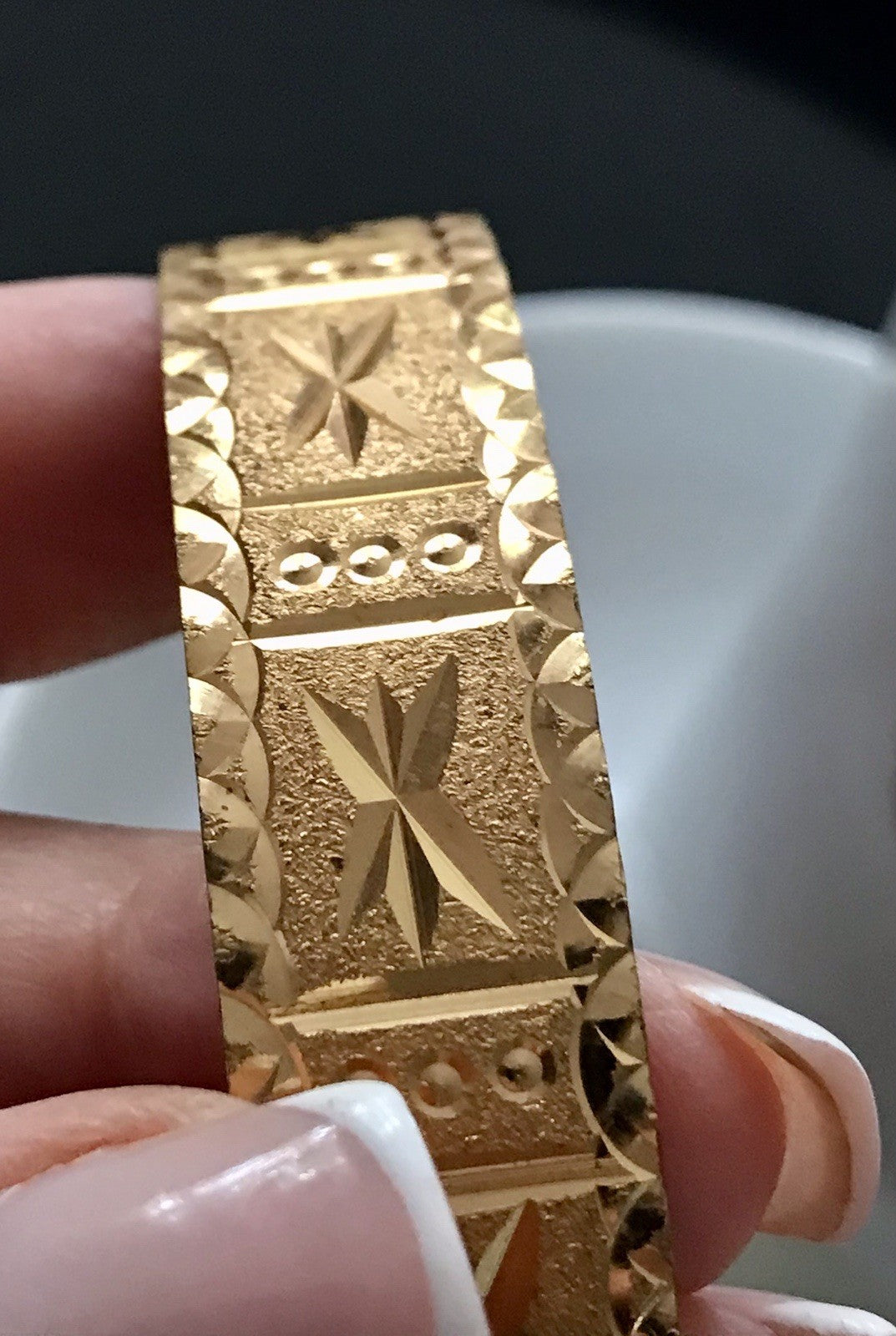 Vintage Art Déco Optik Armband Armreif Armspange vergoldet gold edel