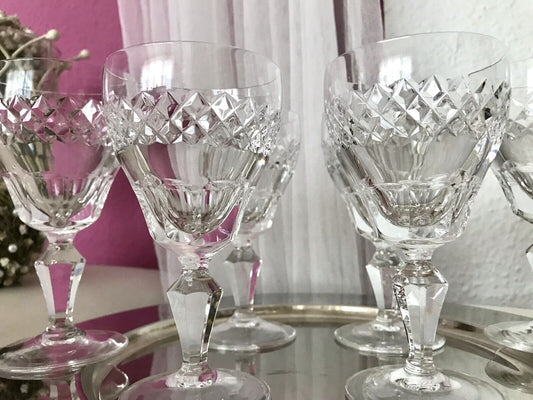 Vintage SEHR EDEL 6x Weingläser Gläser Kristallglas So schön!