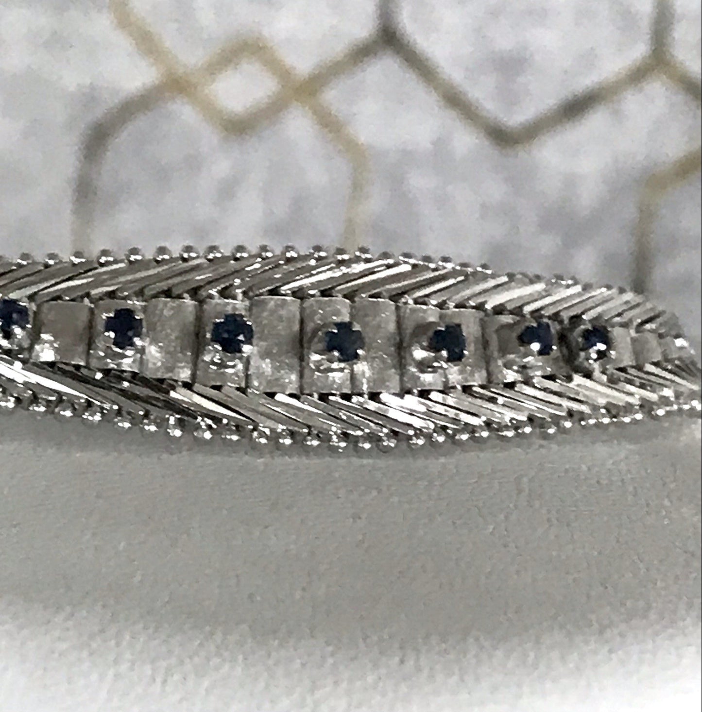 Antik Edel Art Déco 835 Silber Collier rhodiniert Halskette blau Steine Armband
