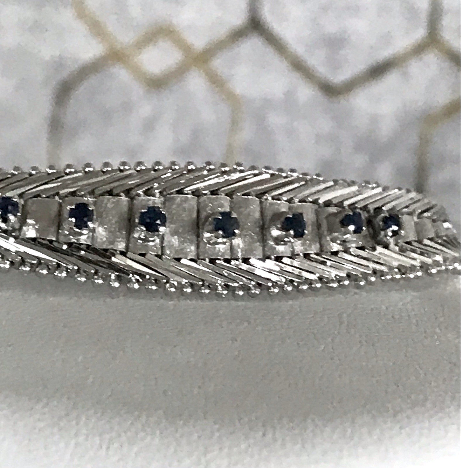 Antik Edel Art Déco 835 Silber Collier rhodiniert Halskette blau Steine Armband