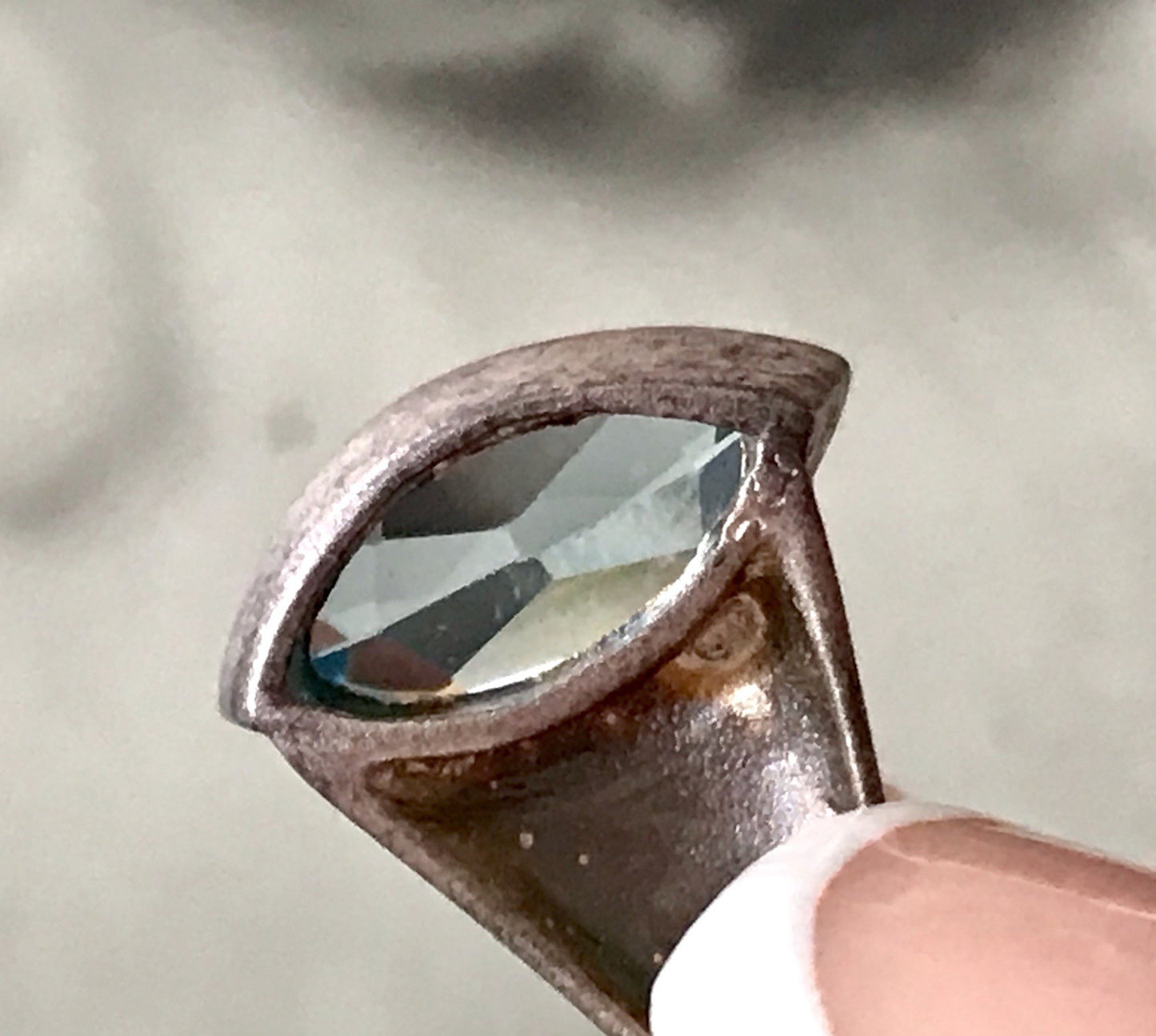 Vintage Kettenanhänger Anhänger Silber blauer Stein Designer