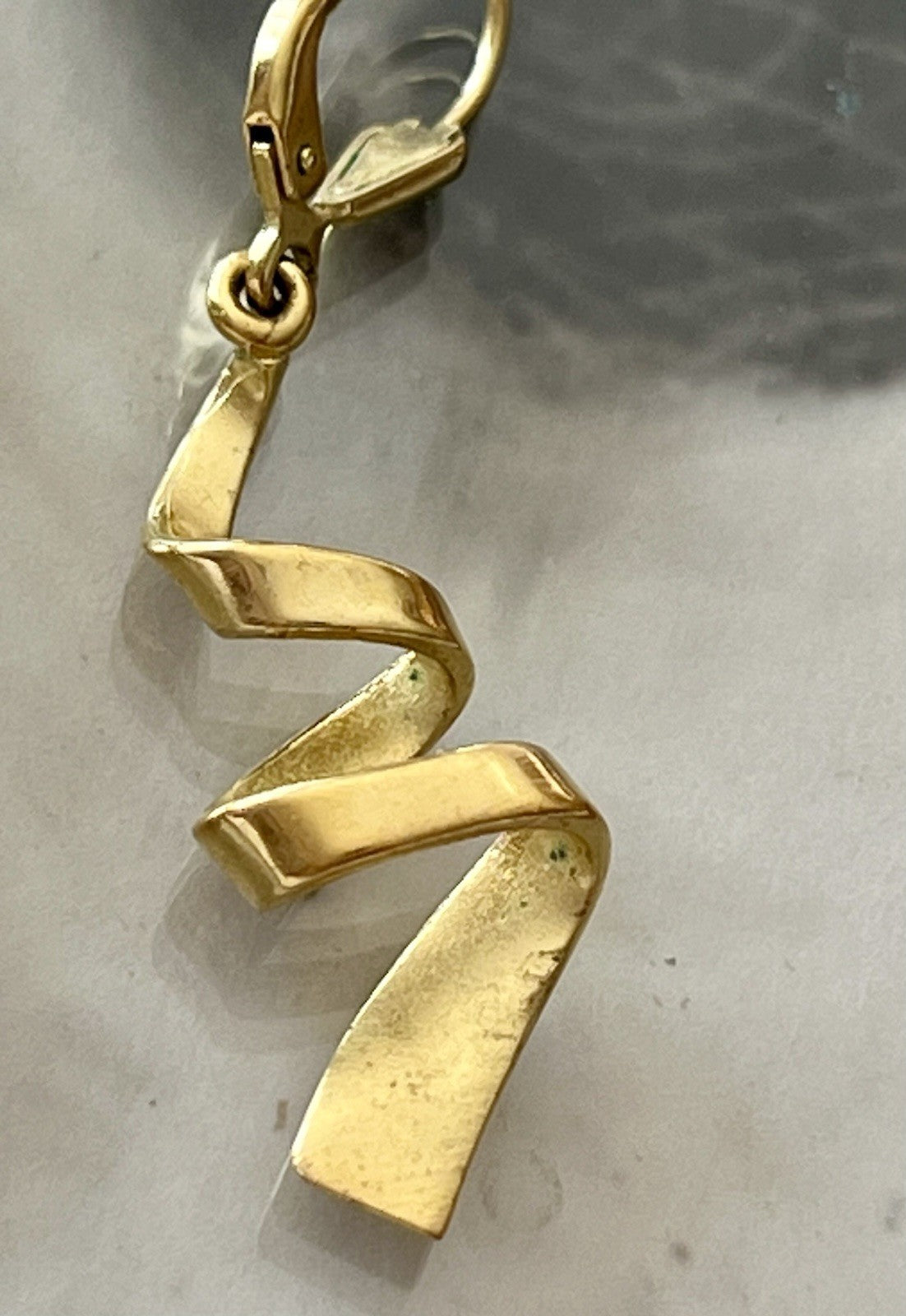 Vintage Ohrhänger Ohrringe Spirale vergoldet Amerik. Doublè Walzgold