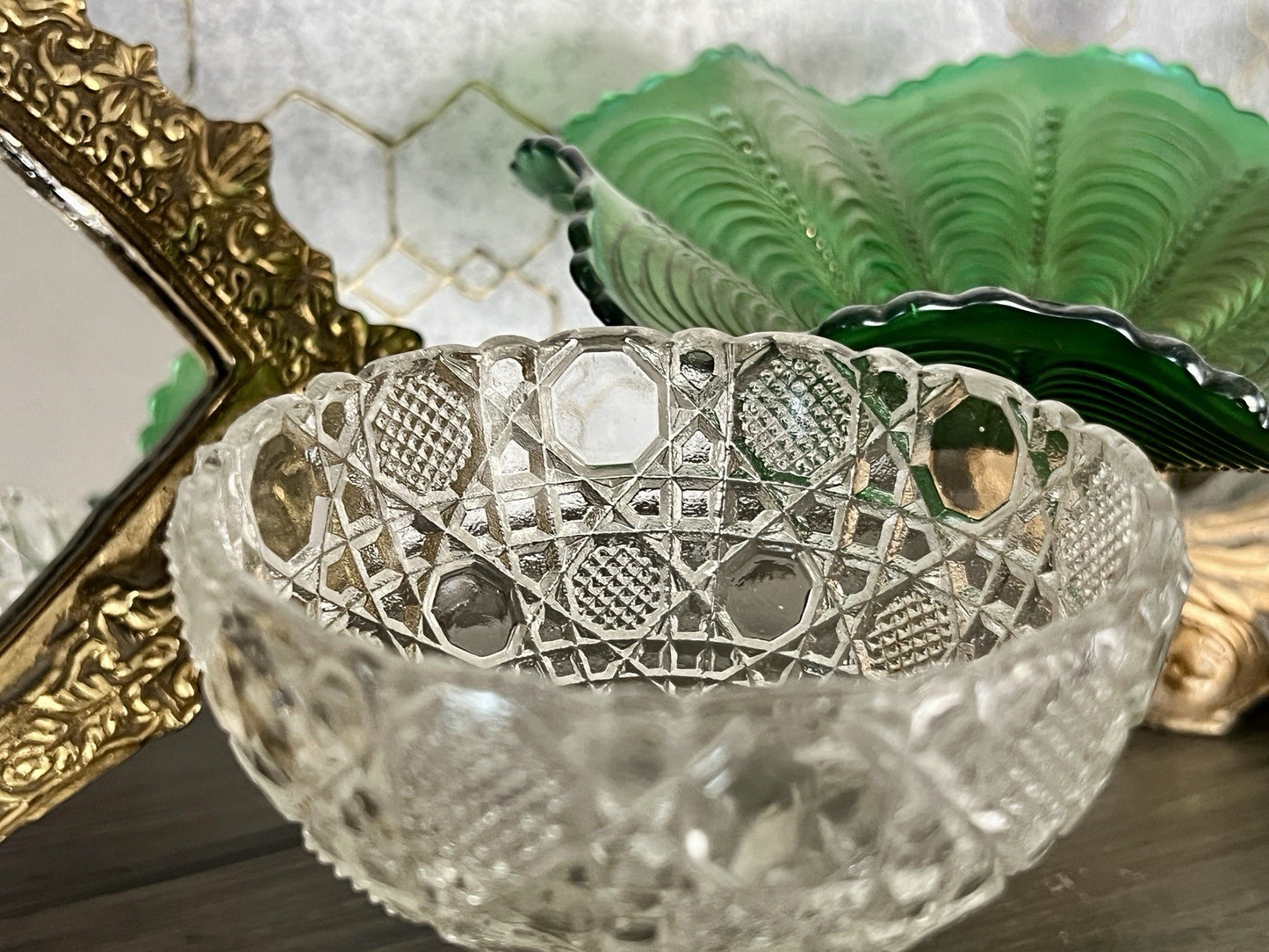 Antik Jugendstil Art Déco Pressglas Glas Fußschale Schale Zuckerschale