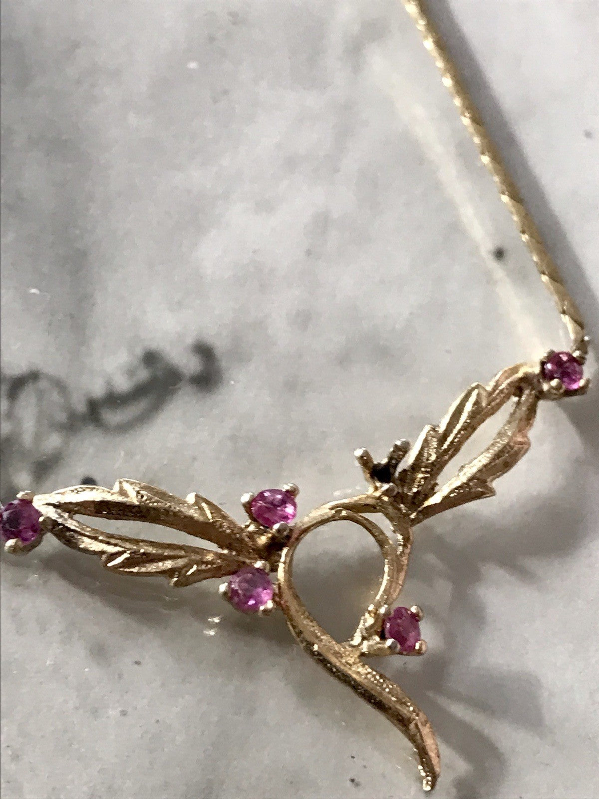 Antik Edel Jugendstil 925 Silber vergoldet Collier Halskette Rubine ?