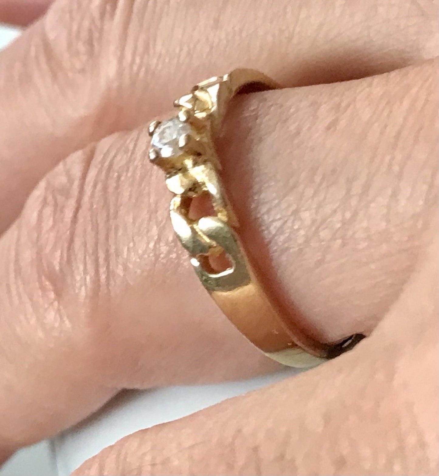 Vintage Damen Ring Silber 925 Gr.59 farbloser Stein Solitär 18,8 vergoldet