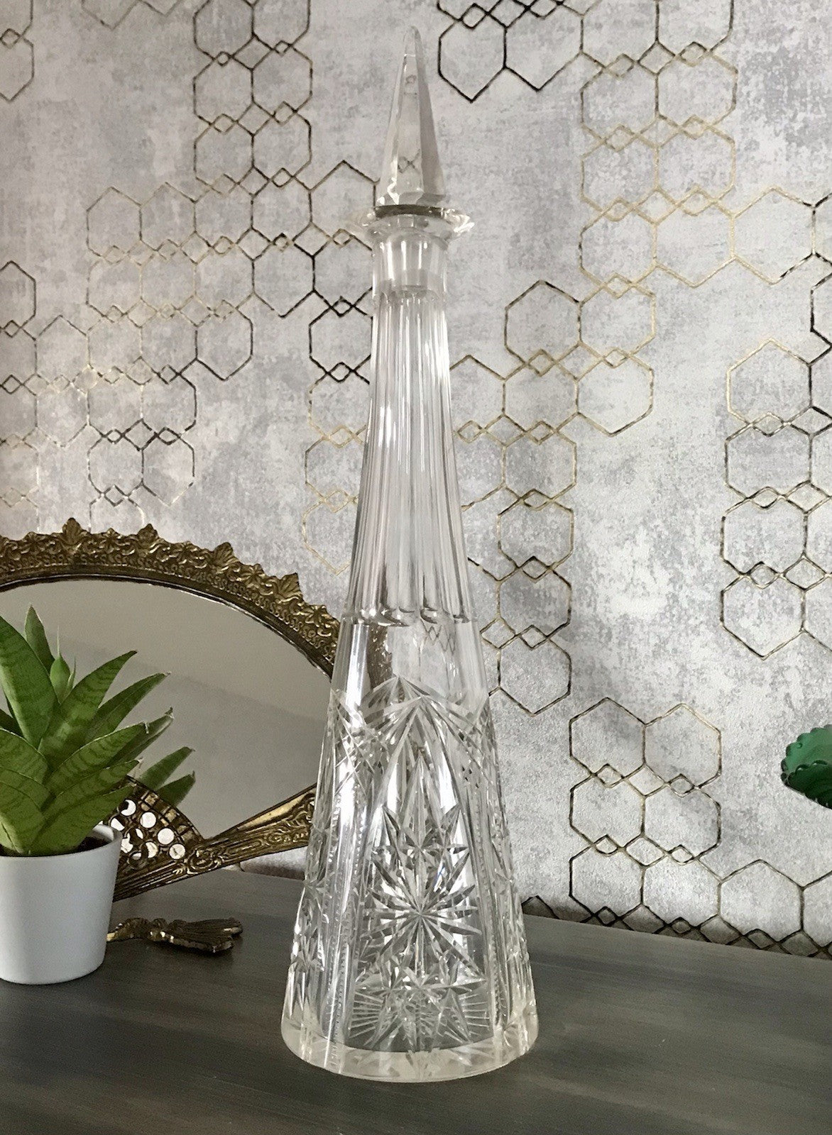 Antik Saint Louis? Glaskaraffe Karaffe Kristallglas wundervoll Bleikristall Edel