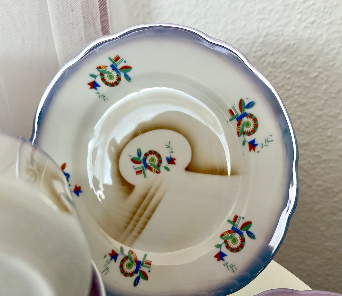 Antik Art Déco Porzellan Kaffeeservice Spritzdekor Teeservice 9 Pers. plus