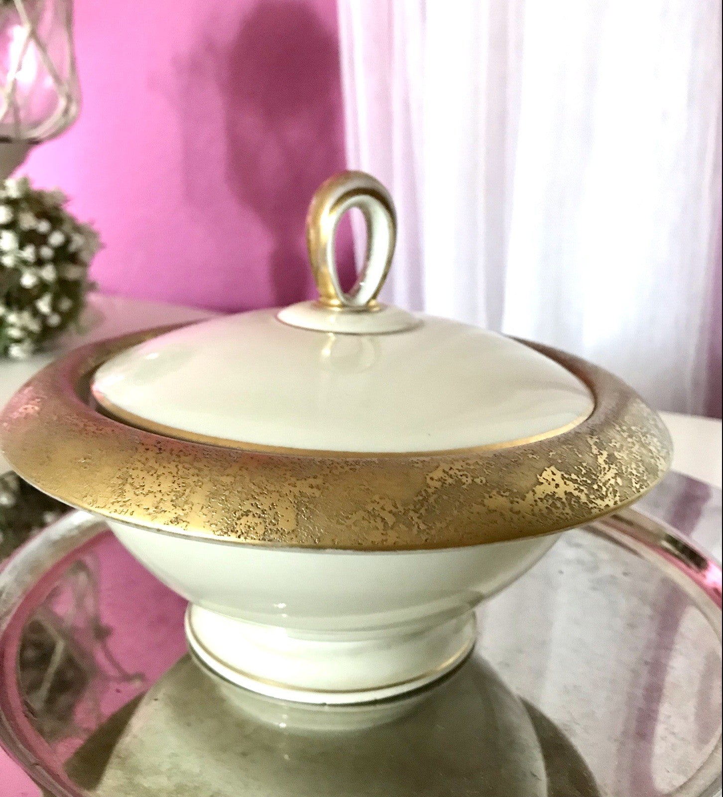 Antik Art Déco Porzellan Dose Deckeldose Schatulle Bonboniere Heinrich&Co 1930