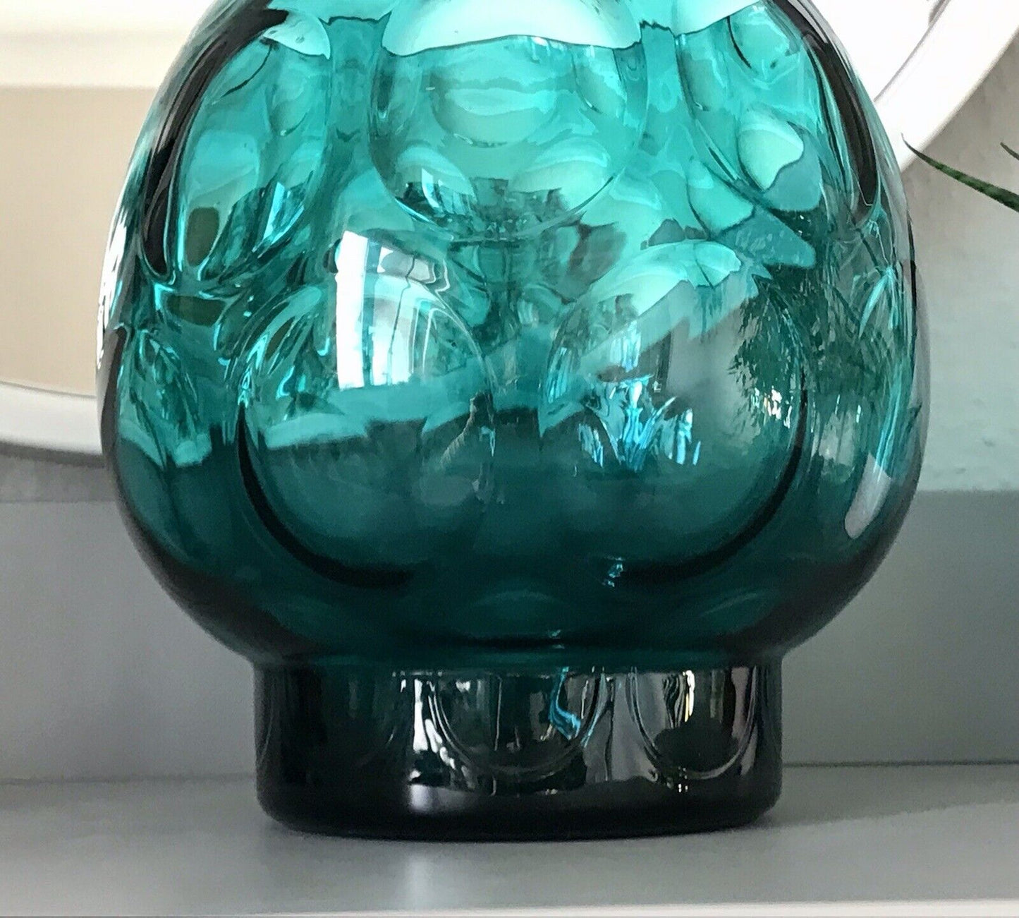 Vintage 60er Design Glasvase Glas Petrol  Grün Vase Bubble Sputnik Ära Bowle