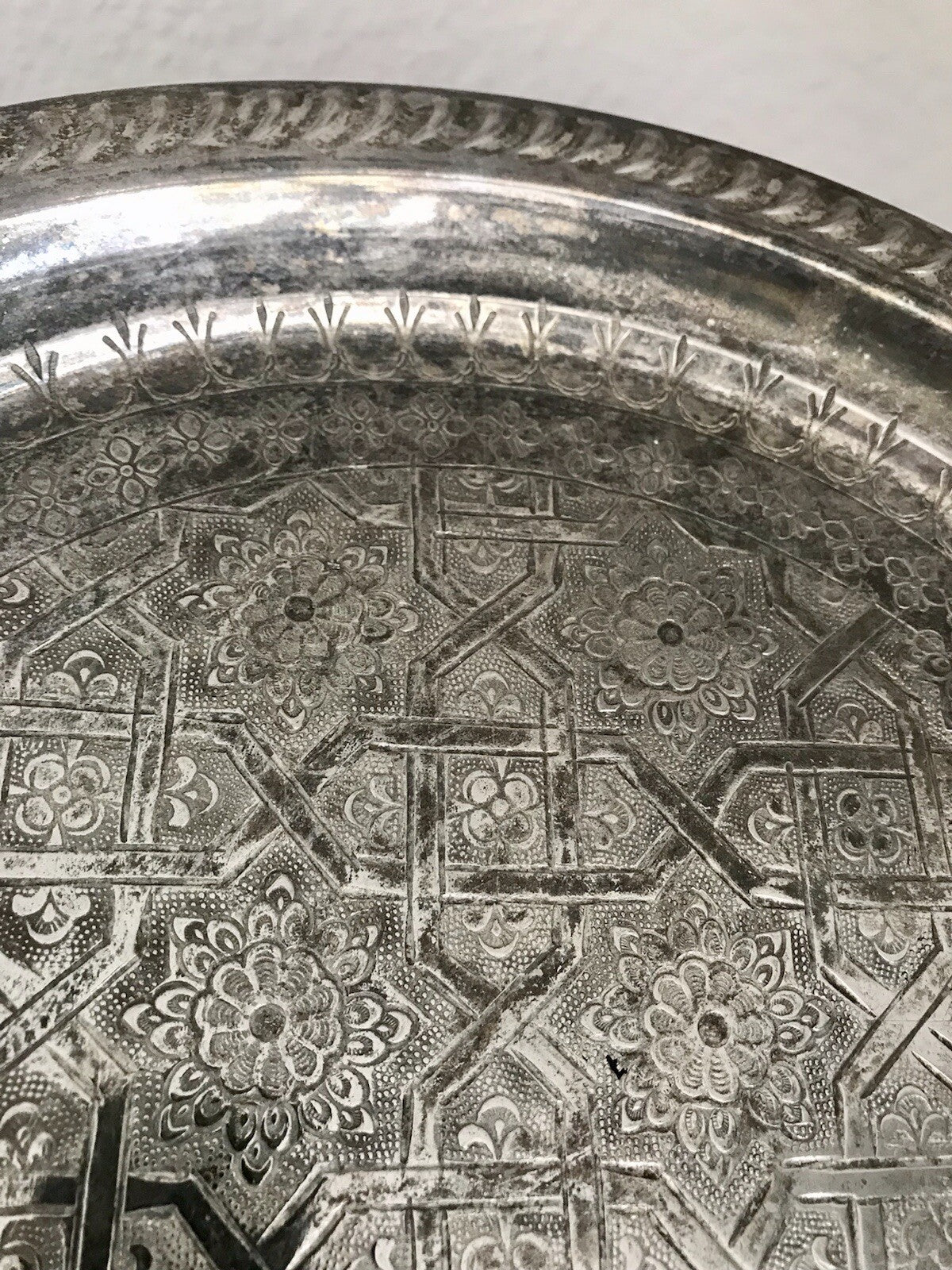 Vintage Tablett Teetablettt Serviertablett versilbert ziseliert Marokko
