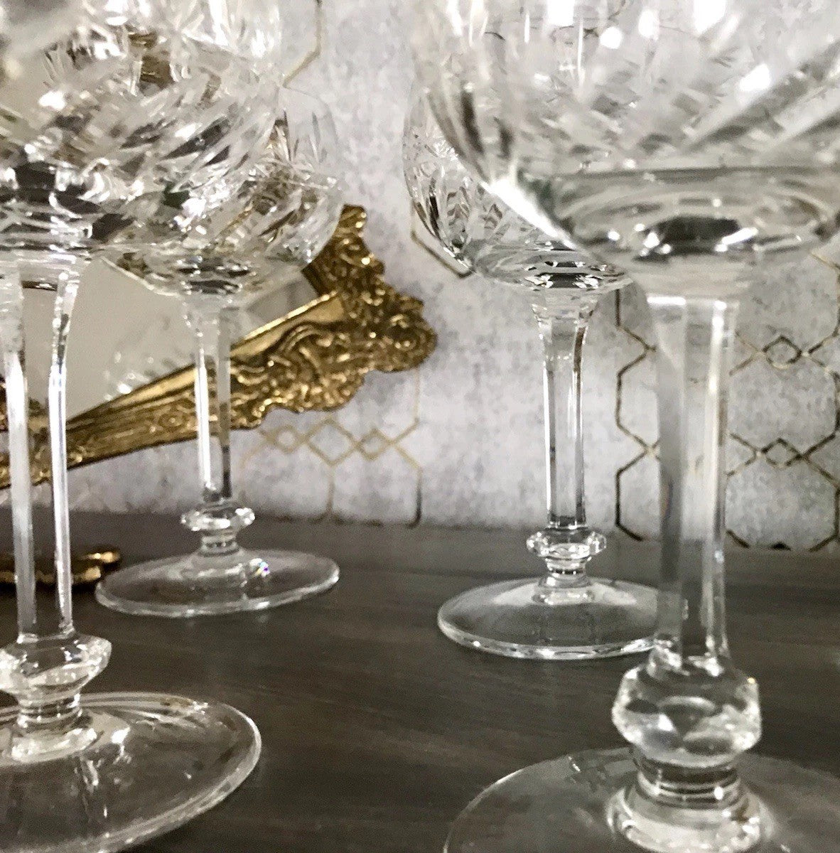 Antik Art Déco 5 Weingläser Gläser Schliff Kristallglas Edel Schön Treviris V&B