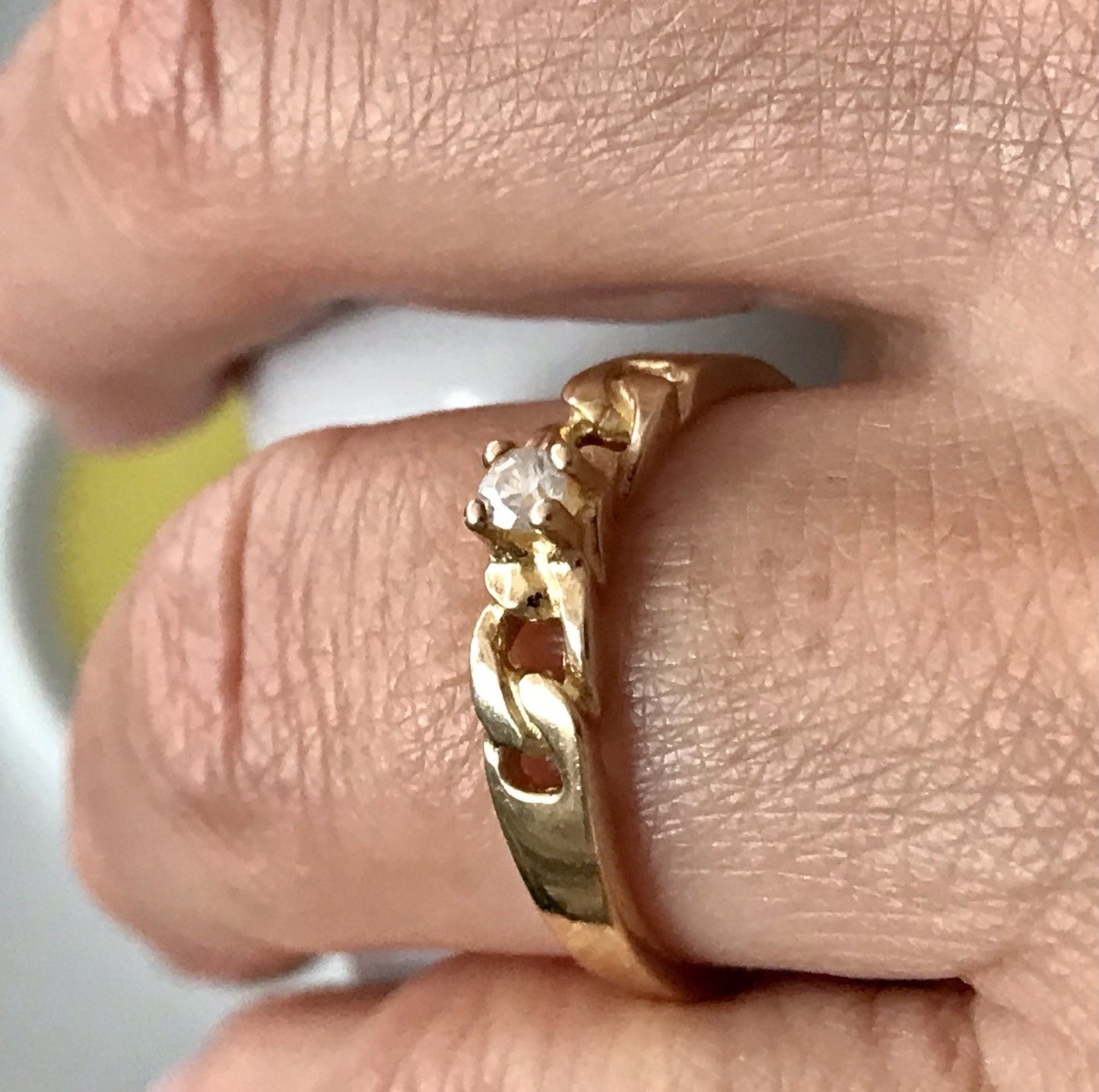 Vintage Damen Ring Silber 925 Gr.59 farbloser Stein Solitär 18,8 vergoldet