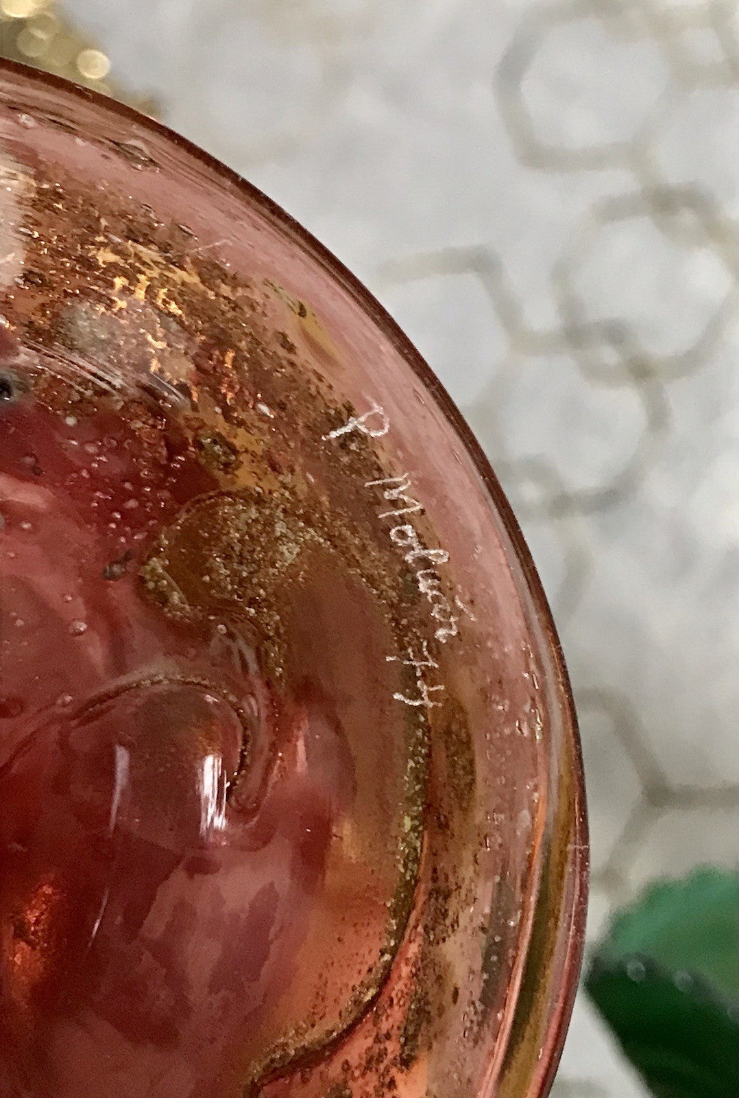 Vintage Pavel Molnār Glas Glaskunst Glasvase rot Faden Aufschmelzungen signiert