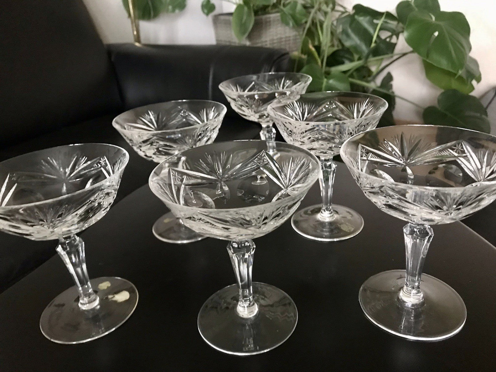 Vintage 6 Champagnerschalen Sektschalen Kristallglas Bleikristall Nachtmann