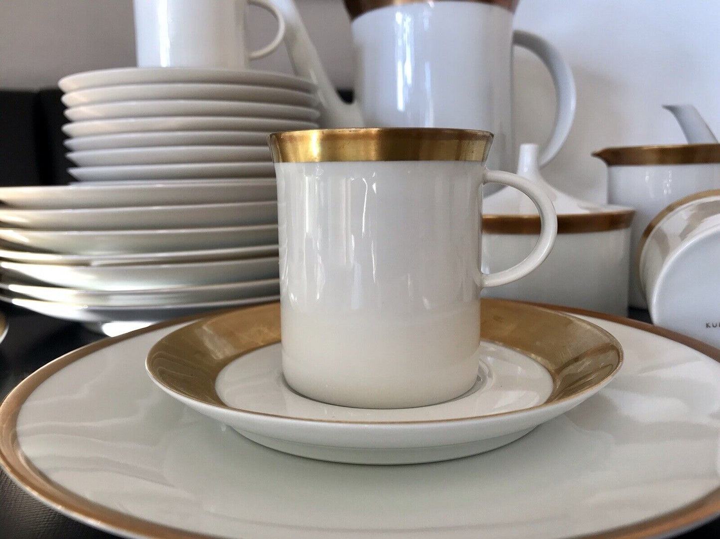 Vintage 60er Rosenthal Porzellan Kaffeeservice weiß gold Kurfürstendamm Studio