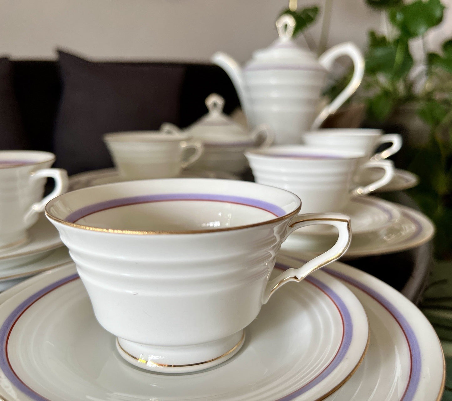 Antik Art Déco Porzellan Kaffeeservice Service 5 Personen Eschenbach