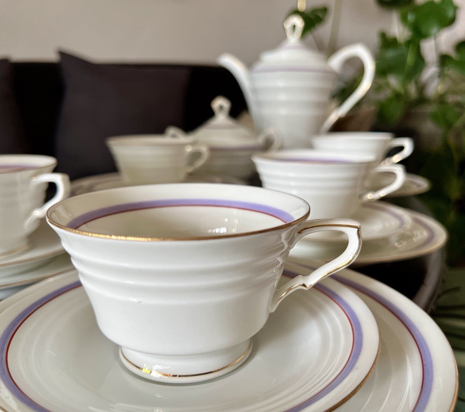 Antik Art Déco Porzellan Kaffeeservice Service 5 Personen Eschenbach