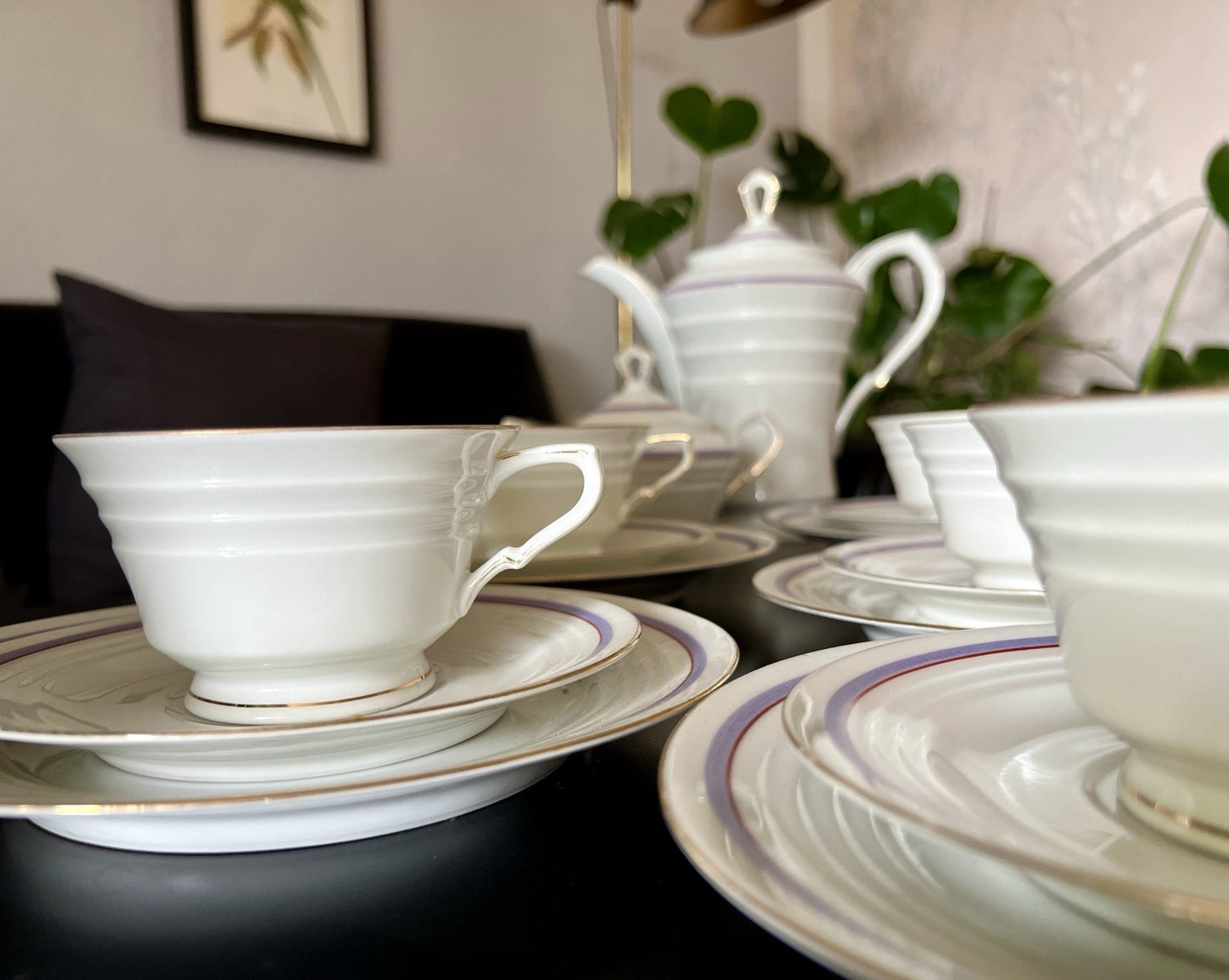 Antik Art Déco Porzellan Kaffeeservice Service 5 Personen Eschenbach