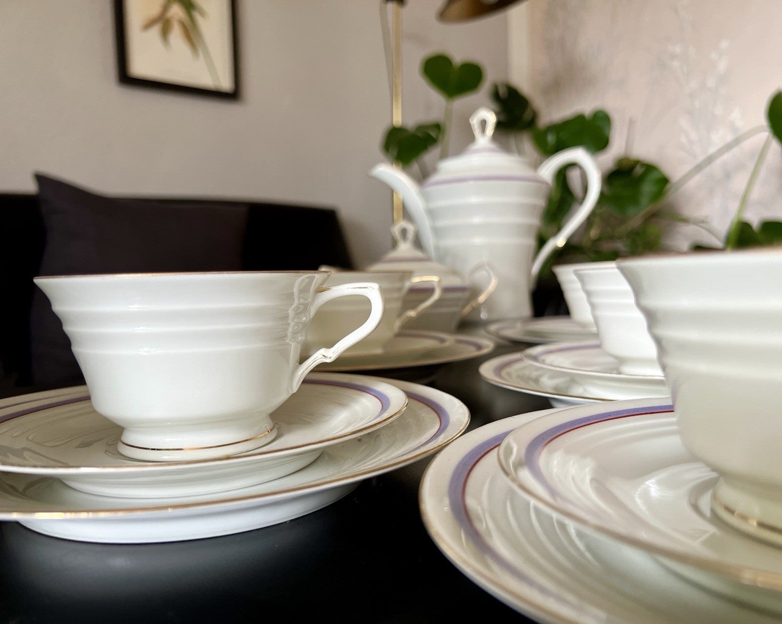 Antik Art Déco Porzellan Kaffeeservice Service 5 Personen Eschenbach