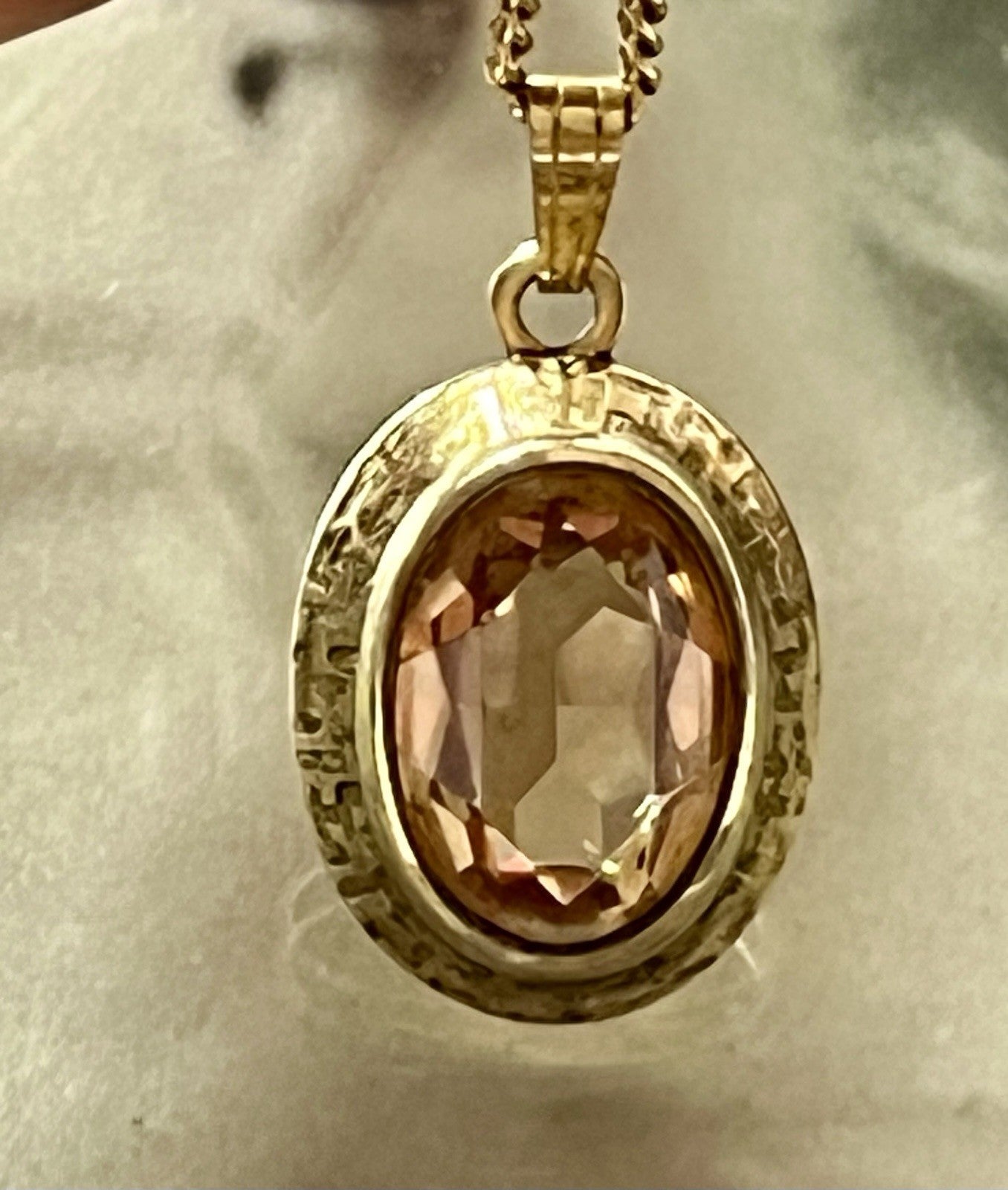 Vintage Halskette mit Änhänger Amerik. Doublè gold Rauchquarz? Sehr SCHÖN K&L