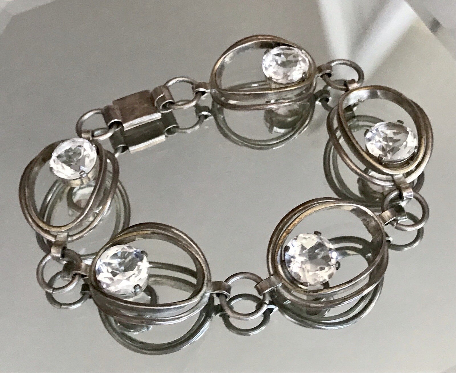 Alt Vintage 60er Armband 835 Silber  farblose Steine wunderschön!