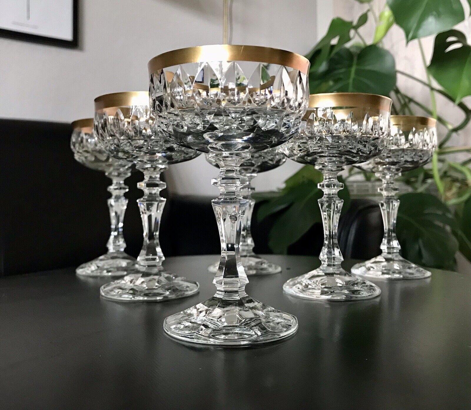 Vintage 12 EDEL Likörschalen Gläser Kristallglas Likörgläser Goldrand