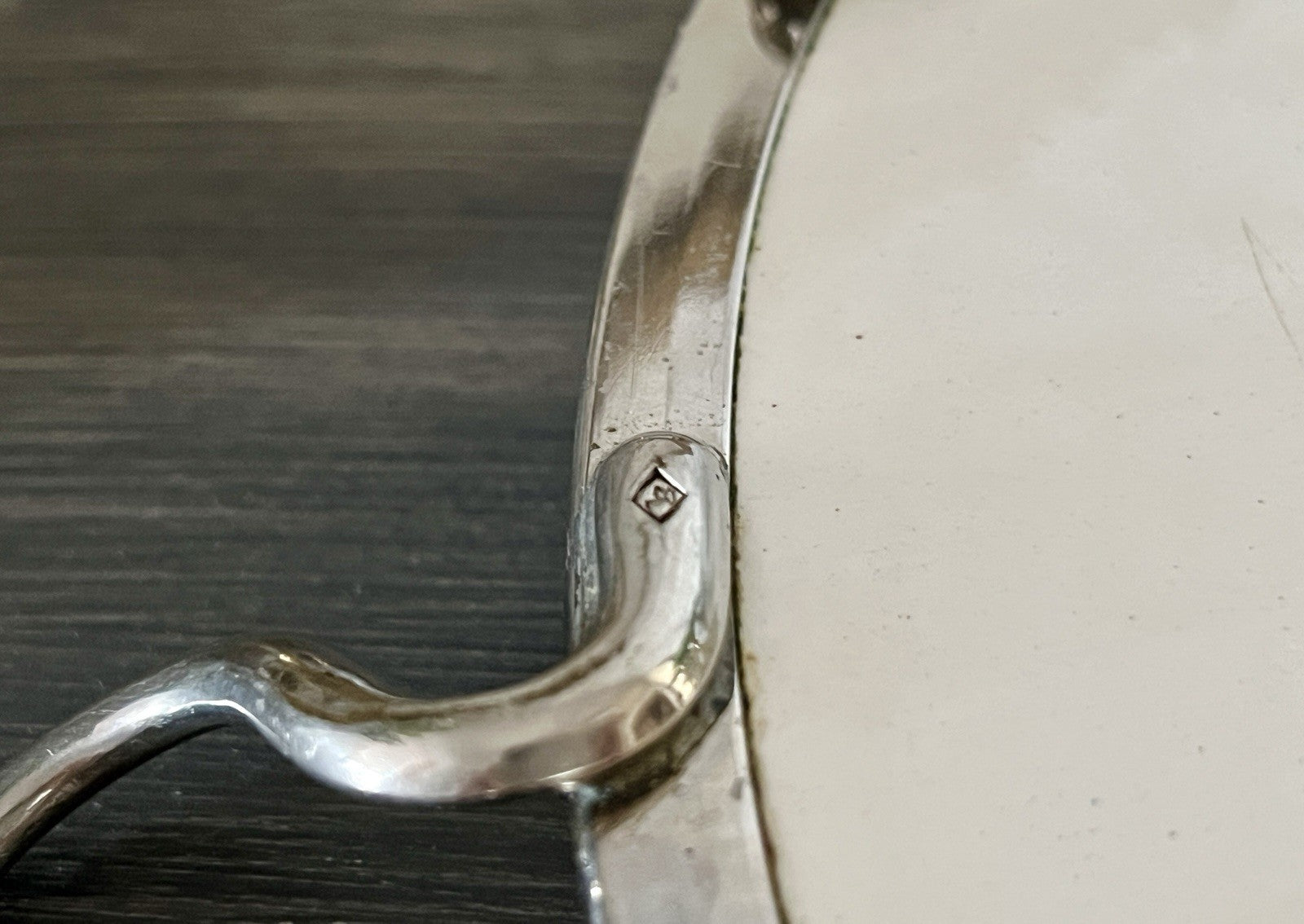 Antik WMF Jugendstil Art Deco Tortenplatte  Metallmontur Porzellan Keramik