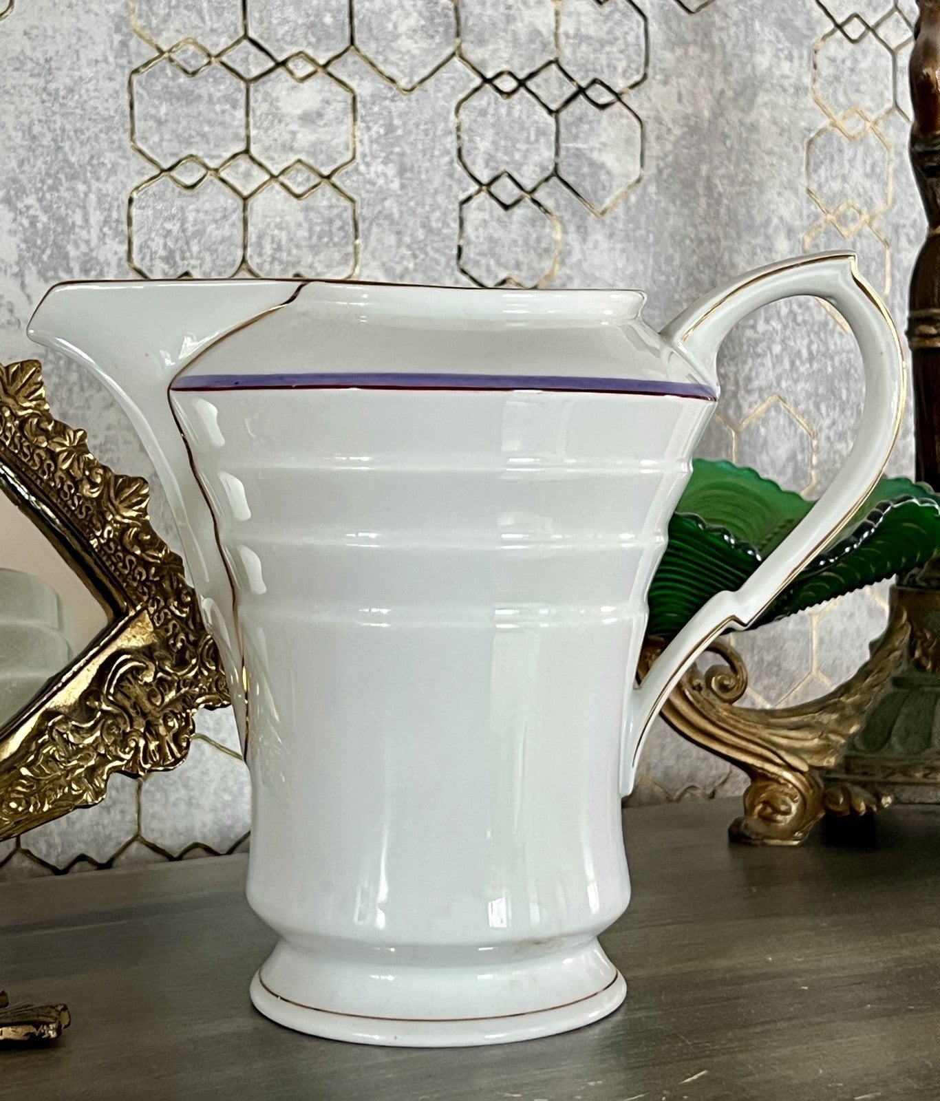 Antik Art Déco Porzellan Kanne Krug Wasserkanne Eschenbach Bauhaus