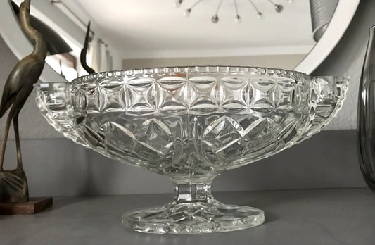Antik Art Déco Pressglas Glas Schale Fußschale Tafelaufsatz England Jardiniere