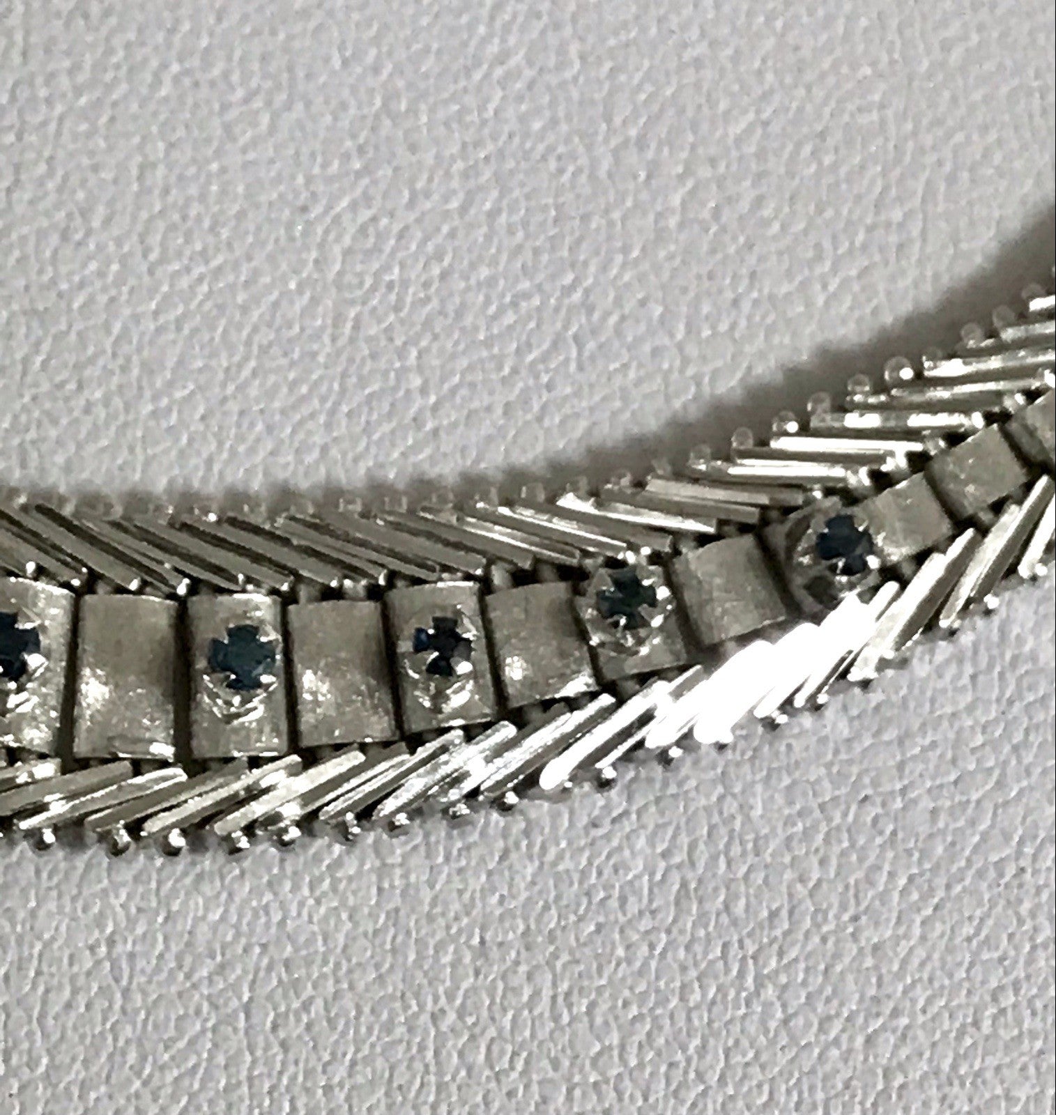 Antik Edel Art Déco 835 Silber Collier rhodiniert Halskette blau Steine Armband