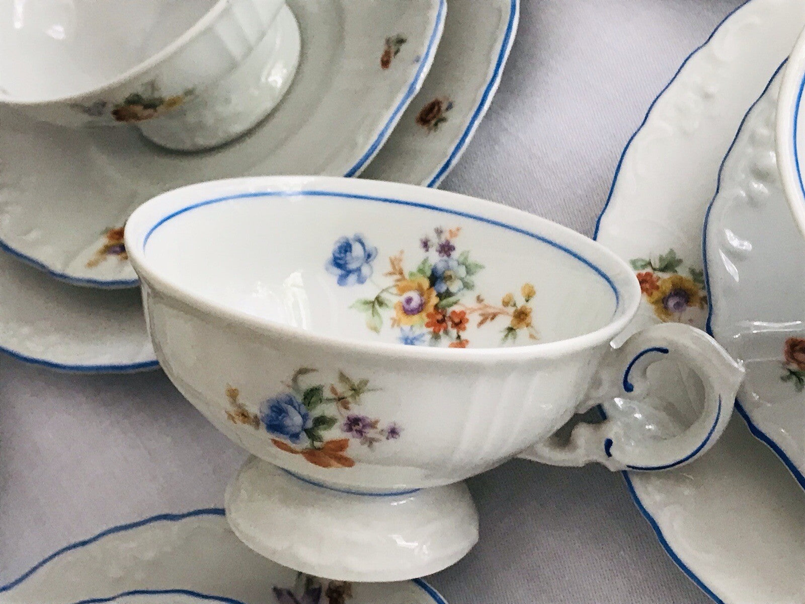 Antik spätes Art Déco Porzellan Kaffeeservice Stadtlengsfeld Rhön 1949-52