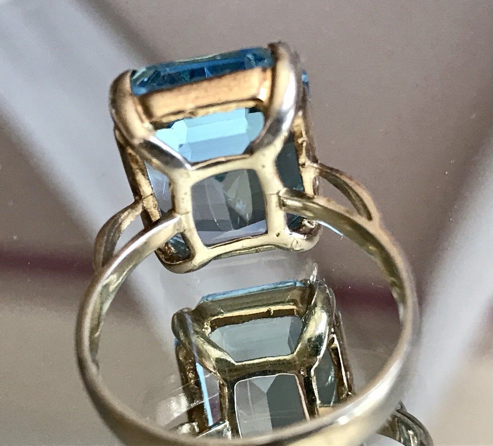 Vintage alt Damen Ring blauer Stein Silber vergoldet 925 Gr.59 18,8 wunderschön!