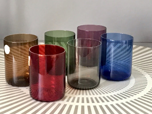 Vintage 60er Jahre 6 Schnapsgläser Gläser buntes Glas Rauchglas