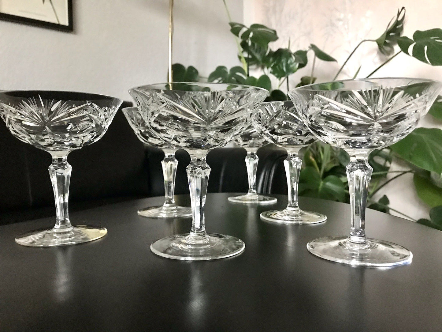 Vintage 6 Champagnerschalen Sektschalen Kristallglas Bleikristall Nachtmann