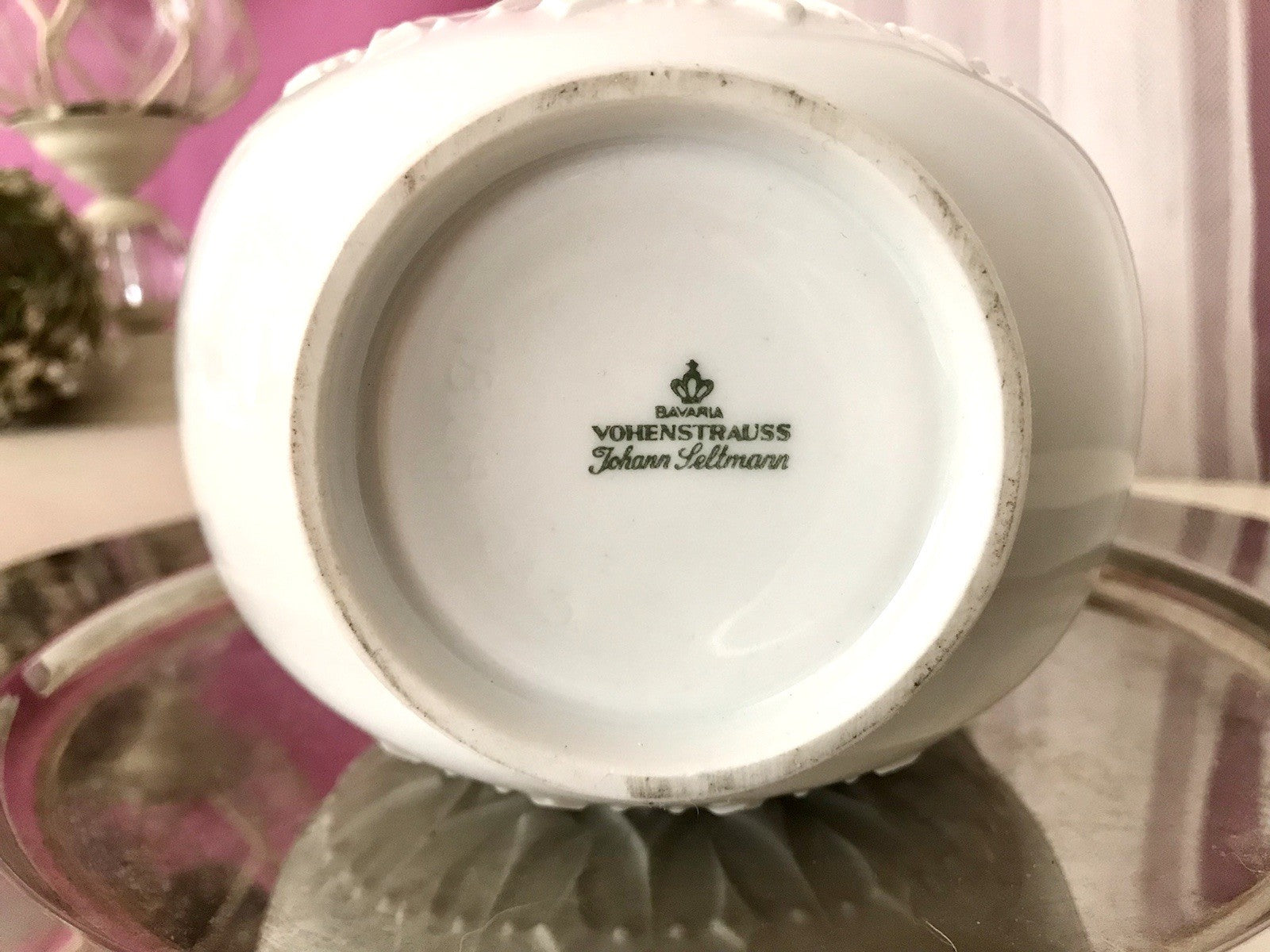 Vintage 60er Porzellan Vase OpArt Seltmann Vohenstrauß Porzellan Bavaria weiß